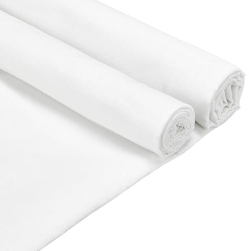 NBEADS 6 Stück Weißer Baumwollstoff, Natürlicher Baumwoll-Popeline-Stoff Ungebleichter Musselin-Stoff Weiche Stickerei Musselin Quilting Stoff Material für Nähen Material Kleidung Stoff, 100x90cm