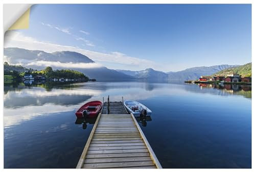 ARTland Wanddeko Wandtattoo selbstklebende Vinylfolie 120x80 cm Maritime Deko Outdoor Meer Boot Åkra Fjord Idyll Norwegen U5HH