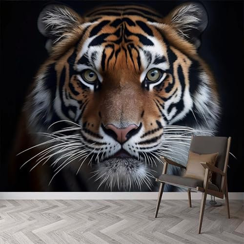 Photo Wallpaper Tiger Face 150 x 105 cm Non-Woven Premium Art Print Fleece Wall Mural Wild AnimalsHigh Definition Printing Decoration Photo Mural Poster Picture Design Modern Home Accessories