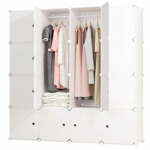 Rebiko - Modularschrank Garderobe Schrank Regal weiß 147x37x147 cm Modern Funktionell geräumig Elegant Praktisch Strukturiert Kompakt