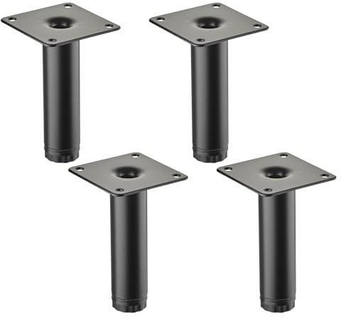 4 pièces SOTECH Pieds de meuble LIMA Hauteur 100 mm, Ø 25 mm Réglable en hauteur 10 mm noir mat Pieds de vitrine Pieds de socle Pieds d'armoire