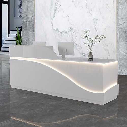 Große Empfangstheke Mit Abschließbaren Schubladen Empfangstresen Bürotheke Rezeptionstisch Empfangstheke Mit LED-Lichtern Empfangstheken Empfangstheke Büromöbel Für Firmenhallen Hotelrezeptionen(B-2,1