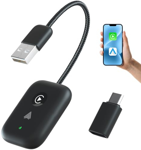 CarPlay Wireless Adapter,Plug und Play,Mini Stabiler Wireless CarPlay Adapter,Kompatibel mit Android & Autos,Black