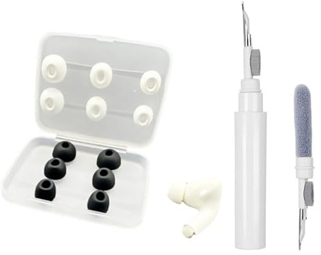 6 Pares Almohadillas de Repuesto para Airpods Pro, Almohadillas de Silicona con Agujeros de Reducción de Ruido para Airpods Pro 2, Almohadilla de Repuesto con 3 en 1 Bolígrafos Limpiadores