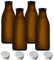 mikken 4 braune Glasflaschen 1 Liter Milchflaschen mit Schraubdeckel, 4 Frischhaltedeckeln und Etiketten