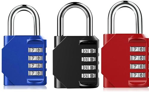 Combination Padlock Heavy Duty Locks - BeskooHome 4-Digit Weatherproof Combination Lock Resettable Combination Padlock Outdoor for Gym, School, Hasp, Outdoor Shed, Storage, Cabinet, Toolbox - 3 Pack