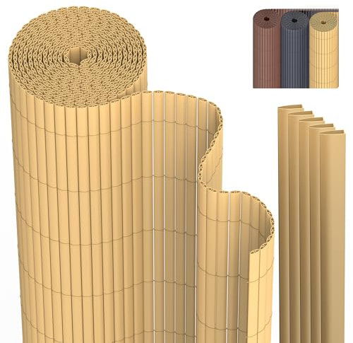 PVC Sichtschutzmatte Sichtschutzzaun 120 x 500 cm Privatsphäre Wetterfest für Garten, Balkon und Terrasse, Sichtschutz mit Strukturierte Oberfläche, Balkonumrandung mit Kabelbindern & Abdeckung