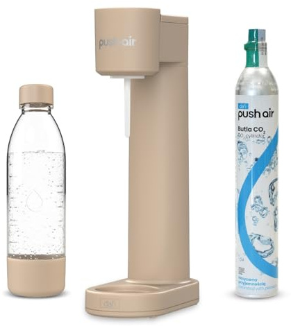 DAFI Wassersäule PushAir Siphon Cappuccino + CO2 Patrone + 0,7l Flasche | Komplettset für perfekte Sprudelwasser in Ihrer Küche