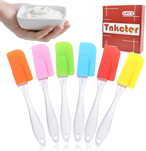 Tnkcter Mini Silicone Spatula Set 6 Pack Baking Tools Multi Color