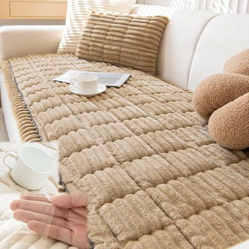 Weicher Flanellbezug, atmungsaktiv, rutschfest, Couchbezug für Hunde, waschbar, flauschige Haustier-Couchüberzüge, Couchkissenbezüge, Sofadecke, Hundebett-Mattenschutz (Braun, 60 x 150 cm)