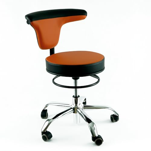 HANDWERK - Objektmöbel - Versa Drehstuhl, Erzieherstuhl, Gesundheitsstuhl, Kunstleder, Farbe wählbar, um 360 Grad drehbar, höhenverstellbar, auf Rollen (Basketballorange, 38-50 cm)