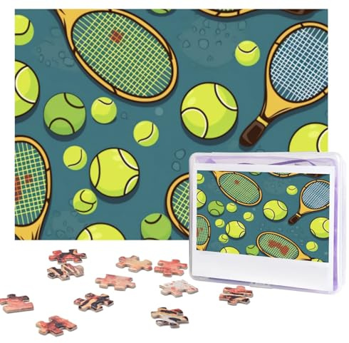Puzzles 500 Pieces Personalized Jigsaw Puzzles Tennis Racquets Puzzle Challenging Picture with storage bag Photo Puzzle for Adults Wedding (52 X 38 CM)