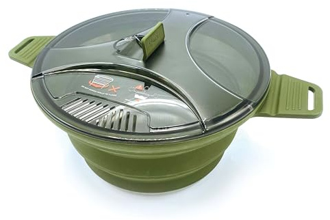 Ezystow - Pentola pieghevole da campeggio in silicone con base in acciaio inossidabile per calore diretto, pentole leggere e compatte per escursioni, viaggi zaino in spalla e camper da Wolf Outdoors