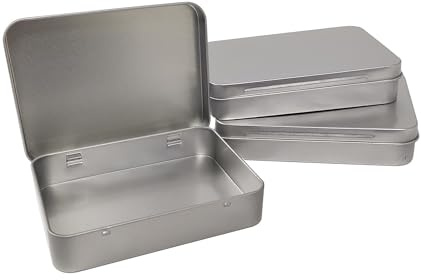 Aventik 3-Pack Metal Hinged Tin Boxes with Lids Rectangular Storage Case