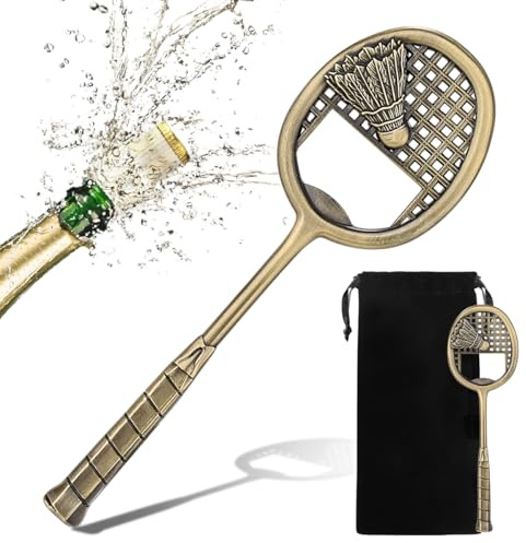 LULLEA Badmintonschläger Flaschenöffner, Badminton Geschenke, Geschenke für Badmintonspieler Männer Frauen, Vatertagsgeschenk Weihnachtsgeschenke Geburtstagsgeschenk für Papa Opa Vater, Bronze