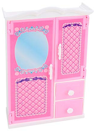 ZLXCAOB Rosa Aufbewahrungsschrank Puppenschrank Kleiderschrank Möbel Mädchen Spielhaus Spielzeug Zubehör
