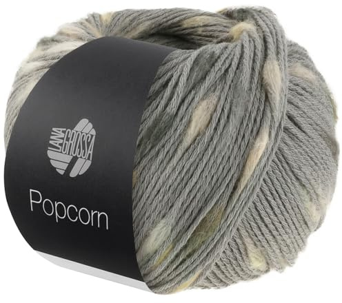 LANA GROSSA Popcorn | Effektnetzgarn gefüllt mit bunten, flauschigen Farbspots | Handstrickgarn aus 100% Baumwolle | 50g Wolle, Stricken & Häkeln | 125m Garn FB 11