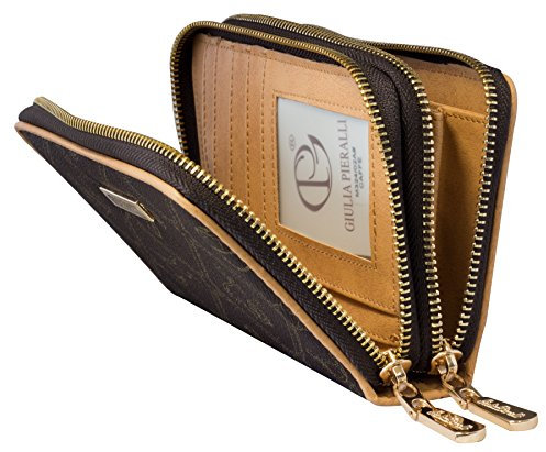 # 187 Giulia Pieralli Damen Glamour Geldbeutel Geldbörse Portemonnaie XXL Kunstleder Weiss Farben (Braun)
