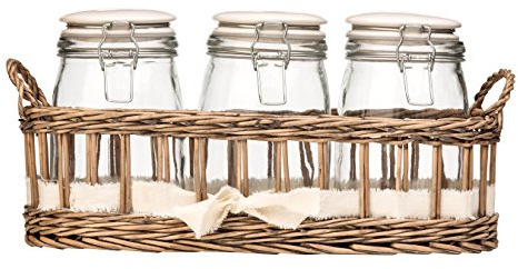 Premier Housewares Country Cottage Storage Jars - Set of 3, Grey, Set of 4