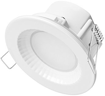 TEVEA® LED Einbaustrahler | geringe Einbautiefe | 5W 230V | IP44 auch fürs Bad (WH-Warmweiss-1er)