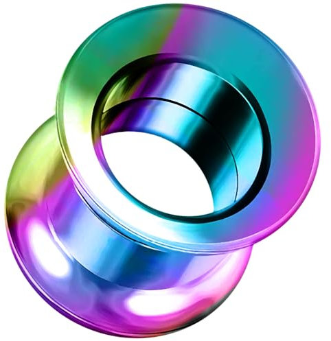 Monster Piercing 316L Chirurgenstahl Double Flared Tunnel | Regenbogen | Ohr Plug Tunnel Piercing Fleischtunnel | Durchmesser: 2MM bis 30MM | Bunt