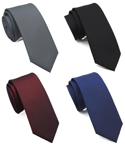 Skinny Neckties Solid Matte Color Slim Neck Tie 2(1/2) 4-Colors TC040E,Narrow,(4 Pack)