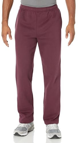 Amazon Essentials Herren Fleece-Jogginghose mit offenem Saum (erhältlich in Übergrößen), Burgunderrot, S