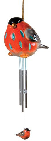 GardenKraft 16710 Ceramic Bullfinch Wind Chime and Light / Colour Changing Garden Lights / Solar Powered LEDs / IP44 Weatherproof Design / Auto On At Sunset / 6+ Hour Battery Life