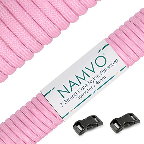 NAMVO 550 Paracord Mil Spec Typ III 7 Strang Fallschirm Schnur Gesamtlänge 100ft / 30 Meter - rosa