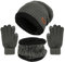 Winter Strickmütze Beanie Mütze Halswärmer Handschuhe Set, Fleece Gefüttert Totenkopf Kappe Infinity Schals Touchscreen Fäustlinge für Männer Frauen, grau, Einheitsgröße