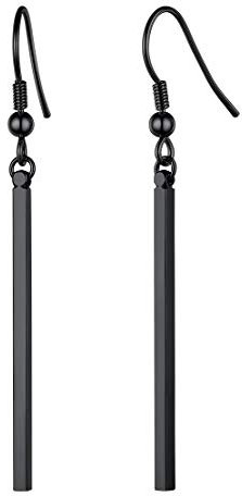 FindChic Schwarz baumeln Ohrringe Minimalistische ohrhaken lang Bar Ohrhänger Ohrschmuck für Paar Pärchen