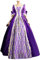 Routefuture Robe Medievale Femme Renaissance Robe Victorienne Robe Gothique Longue Deguisement MéDieval Cosplay Medieval Vintage Jupe Retro Robe Soiree Dentelle (Violet,XL)