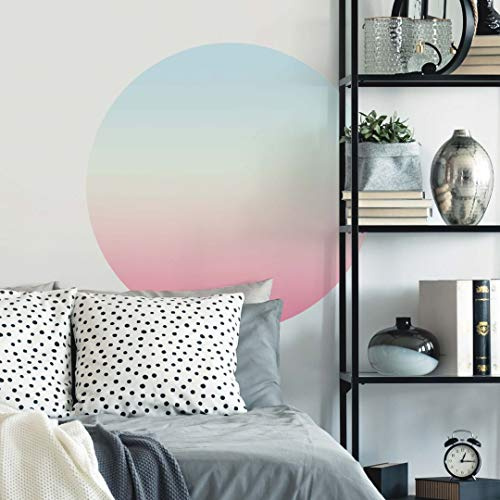 Einhorn Wandtattoo Regenbogen Ombre Rund Selbstklebende Tapete Farbverlauf Ø50cm