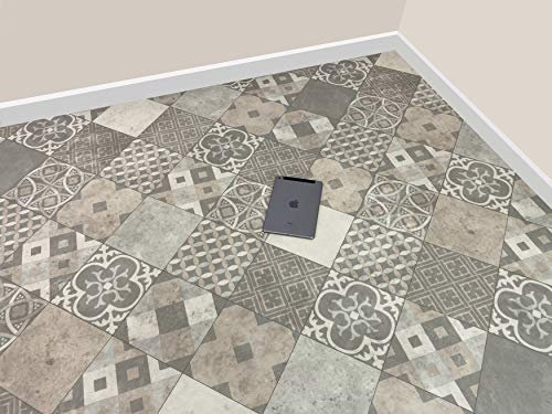 Grandismo Modern European Style Vinyl/Lino Flooring For Bathroom/Kitchen - Moroccan Chic Pattern Effect Cushion - Anti Slip (2 metres, 4 metres)