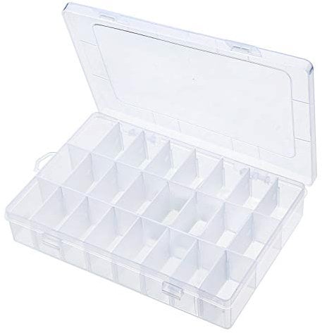 GOTRUST Clear Plastic Jewelry Box Plastic Storage Boxes with 24 Compartments Clear Jewelry Sorting Boxes Earring Storage Containers for Beads Tool Small Accessories