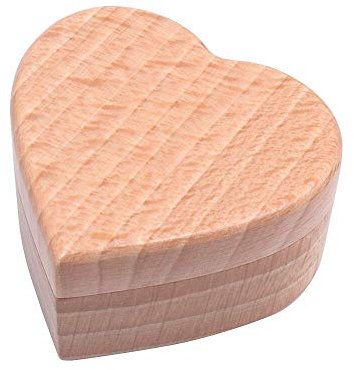 Shiwaki 2,16 x 2,35 x 1,25 Buche Holz Verlobungsring Box, Massivholz Herz geformte Ring Box für Vorschlag Hochzeit - Buche