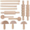jojofuny 12pcs Wooden Clay Modelling Tools Set: Kids Rolling Pin Set for Dough, Crafts, Baking - Cutters Stamping Tools for Creative DIY Activities Crafting