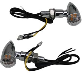 Newland2019 Motorrad LED Mini Bullet Blinker Kontrollleuchte Für Honda Kawasaki Suzuki Yamaha Harley Retro Cafe Racer Cruiser Chopper CB GN125 CG1 (Chrom/Klar)