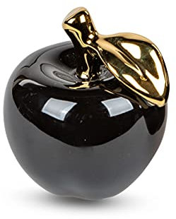 Formano Keramik Deko-Apfel, schwarz-gold, 12cm glänzend