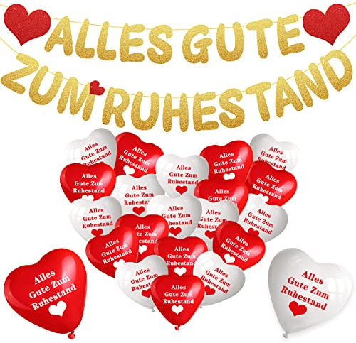 Deko für Den Ruhestand,Vormontiert Alles Gute Zum Ruhestand Girlande, Rente Deko Rente Luftballon Banner