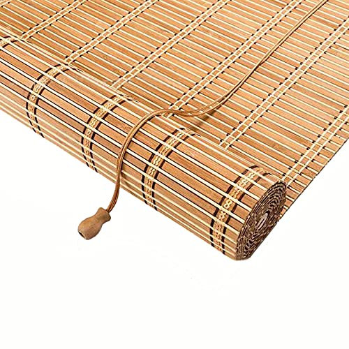 Natürliche Bambus-Rollo Raffrollo,Pavillon Patio Bambusjalousien Rollläden mit Haken,Sichtschutz Rollo für Fenster und Türen,für raumhohe Fenster/Restaurant/Korridor,Anpassbar (60x180cm/24x71in)
