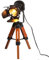 INJAK Industrial Tripod Table Lamp for Living Room Wood Standing Large Lighting Black Adjustable Cinema Metal Lampshade Studio Lights E27 Socket Farmhouse Retro Desk Lamps for Bedroom Office Reading