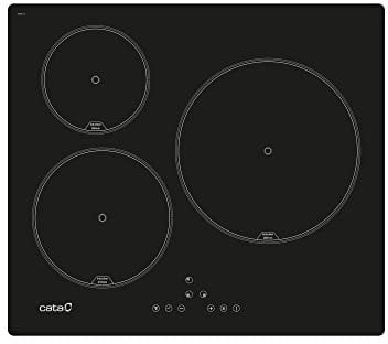 Cata Placa de Inducción 6303 BK con 3 Zonas de Cocción 9 Niveles de Potencia Regulables + Booster Potencia 7,1 W Ancho 59cm Color Negro