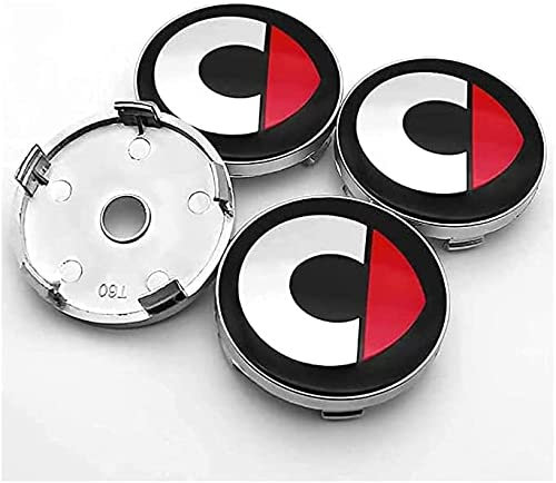 HHHX 4 Stück Radnabenkappen, für Mercedes Benz Smart Fortwo Forfour 450 451 454 453 60 mm Car Wheel Radnabenabdeckung 3D Emblem Aluminium Felgenkappen