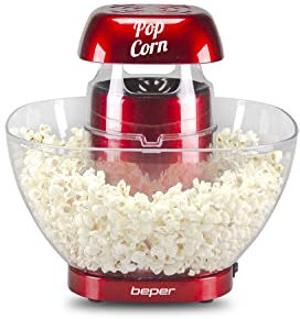 BEPER P101CUD052 Palomitera de Aire Caliente - Palomitera Electrica con Bol Extraíble sin Grasa ni Aceite