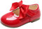 Scarpe da principesse da ragazza, tinta unita, con bowknot elegante, in pelle, per ragazze, Mary Jane, scarpe da balletto, scarpe da ballo, scarpe da ballo con fondo morbido, Colore: rosso, 23 EU