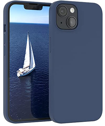 EAZY CASE Premium Silikon Handyhülle kompatibel mit iPhone 14, Slimcover mit Kameraschutz und Innenfutter, Silikonhülle, Schutzhülle, Bumper, Handy Case, Hülle, Softcase, Dunkelblau, Blau