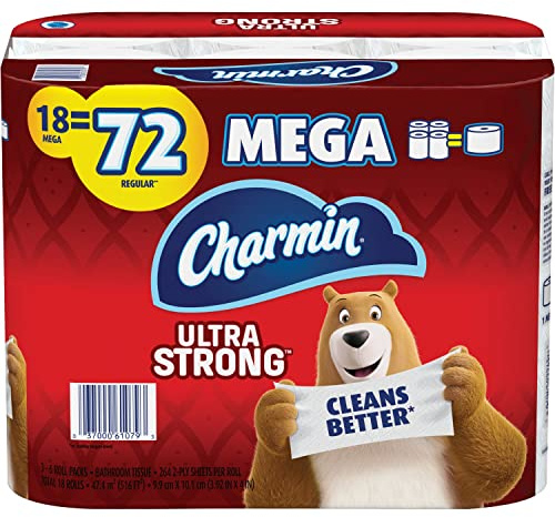 Charmin Ultrastarkes 2-lagiges Toilettenpapier, 264 Blatt pro Rolle, 18 Mega-Rollen