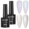 MIZHSE White Nail Polish Pearl Aurora Shell Spiral Gel Nail 2PCS UV/LED Lamp Long Lasting 10ml*2 for Professional Nail Art Manicure Salon DIY at Home