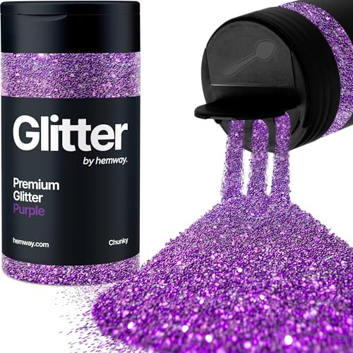 Hemway Premium Glitter Shaker - Purple | Chunky Metallic Flake Sequins for Resin & Epoxy Crafts | Craft Supplies for Tumblers, Festival, Hair, Face, Body, Eye & Nail Art | 130 g